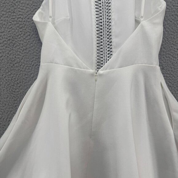 Keepsake Mini Fit Flare Dress Solid White Sleeveless Backless Braided Size M - Picture 14 of 16